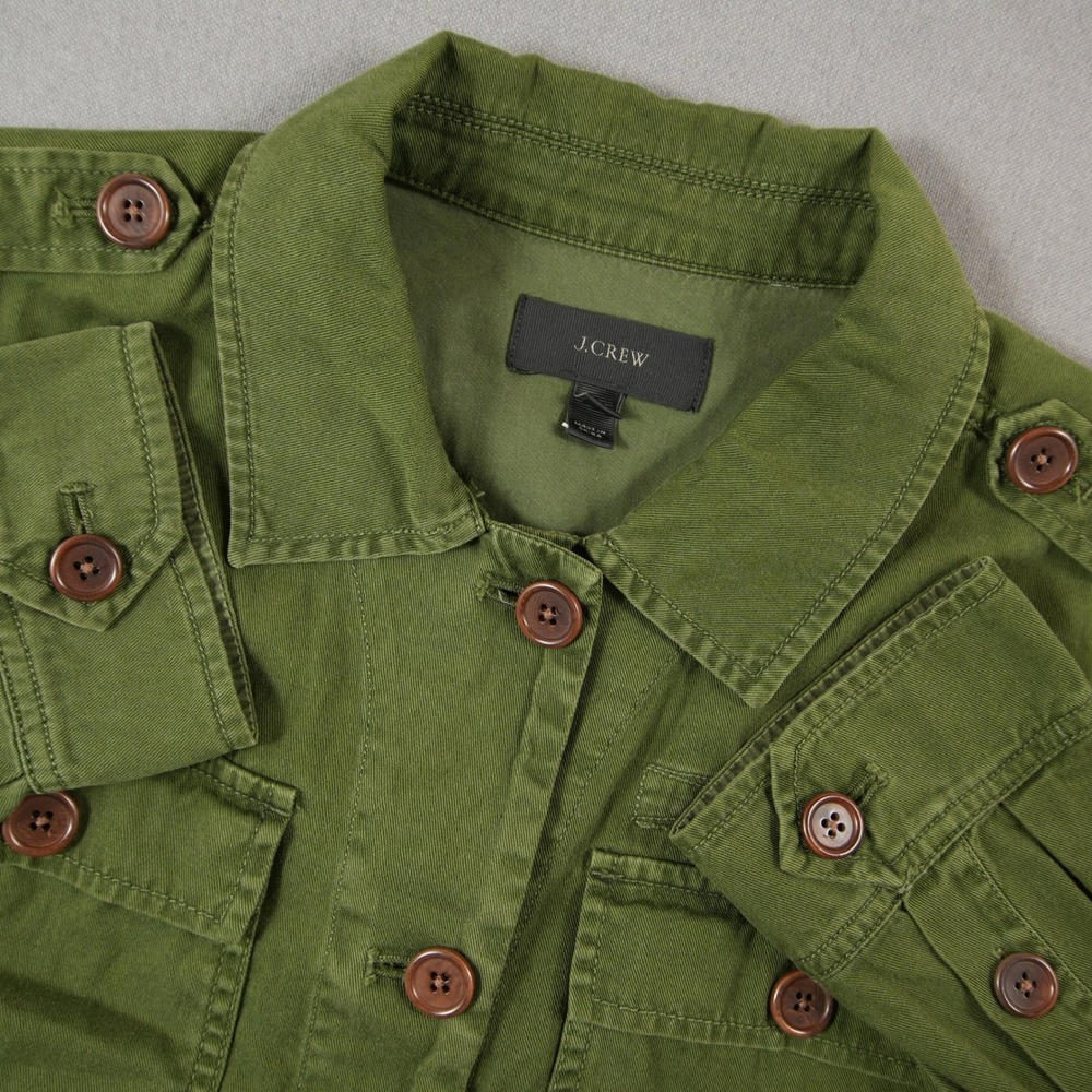 J.Crew Field Army Safari Cargo Utility Military Women Jacket S Green Preppy Boho